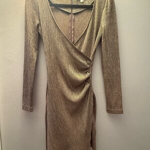 Amuse Society Metallic Gold Long Sleeve Dress
